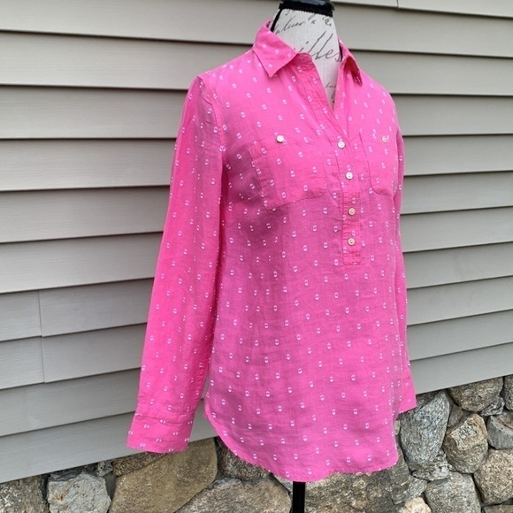 Talbots pink linen popover - Picture 2 of 13